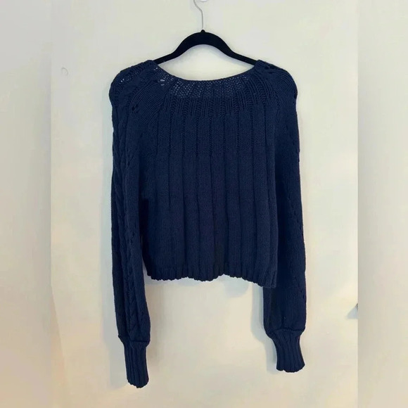 Free People Navy Cable Knit Sweater - Picture 7 of 9